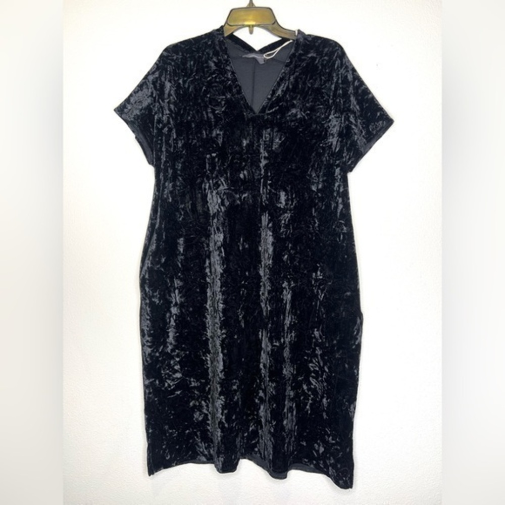 NWT Grade & Gather Velvet dress ALANDREA G&G crushed Dress Black new with tags